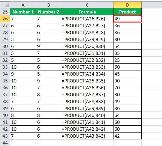 Using PRODUCT Function Example 3-2