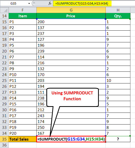 Using SUMPRODUCT Function Example 4-1