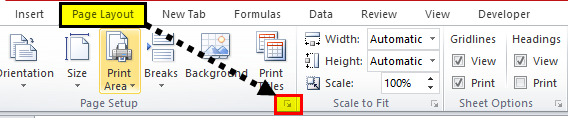 Print Gridlines using Page Setup step 2