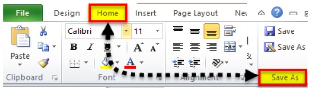 Save as Shortcut in Excel - Home - Save as