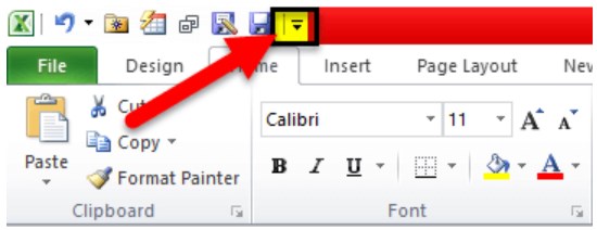 Save as Shortcut in Excel - Step 1 - dropdown