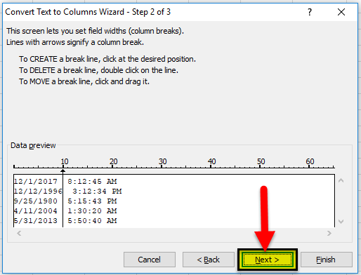 Using Fixed Width Step 1-4