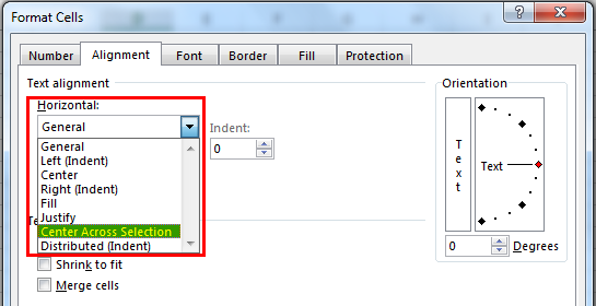 center across selection