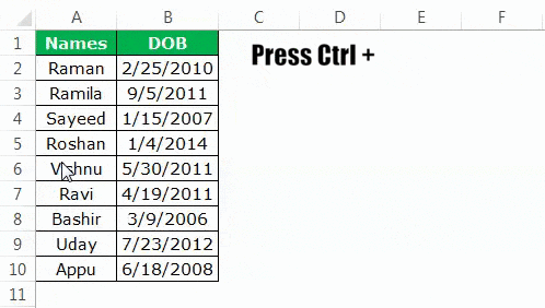 ctrl +