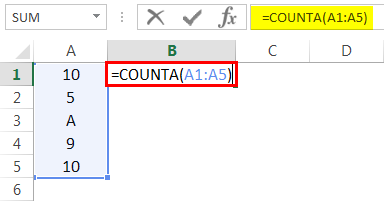 Basic COUNTA Example 3