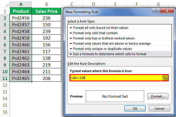 Conditional Formatting Formulas Example 2-2