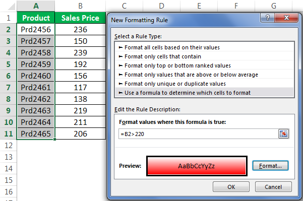 Conditional Formatting Formulas Example 2-3