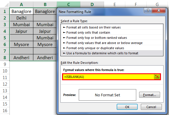 Conditional Formatting Formulas Example 3-1