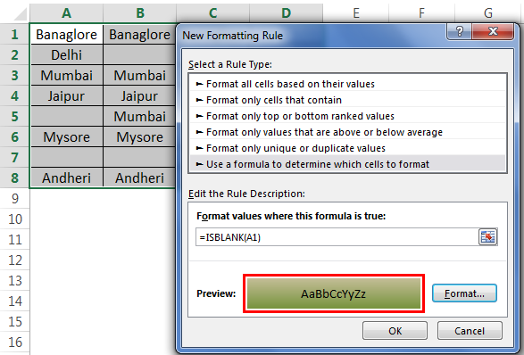 Conditional Formatting Formulas Example 3-2