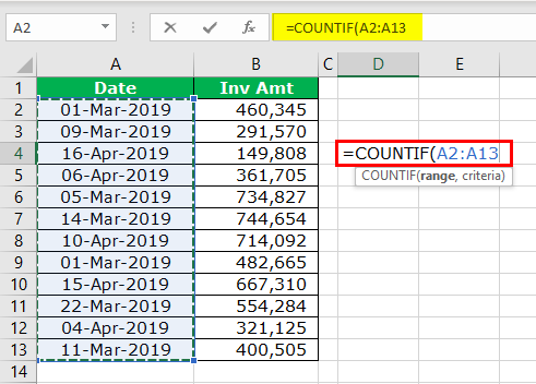Equal to with COUNTIF Step 3