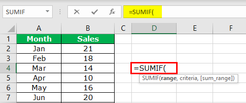 Equal to with SUMIF Step 2