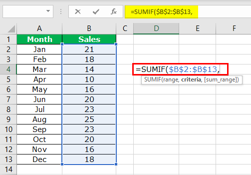 SUMIF Step 3