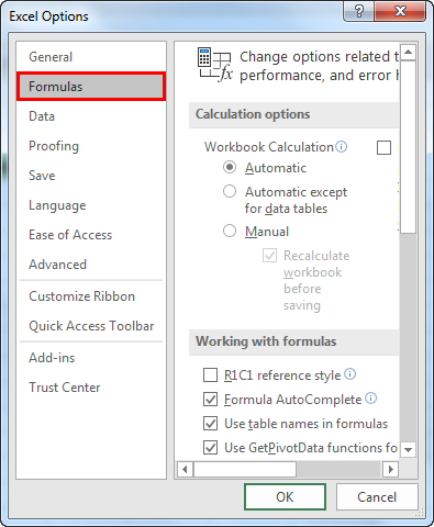 Excel Options