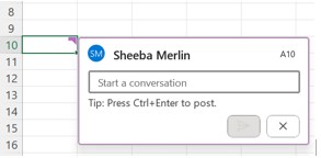 Insert Comment in Excel - Step 2