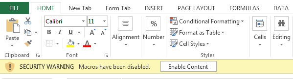 Macro Security Warning