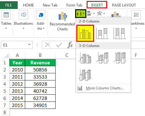 go to insert u0026 select the COLUMN chart