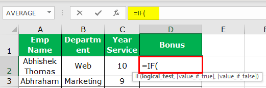 Excel Nested IF Function Example 3-1