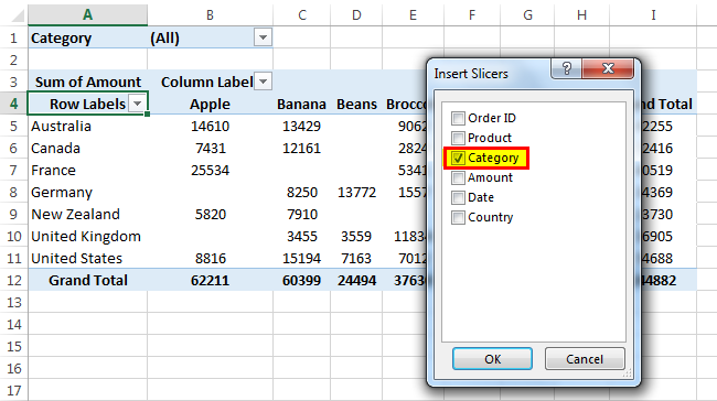 Pivot Table Slicer Example 1-5