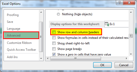 Show row u0026 column headers
