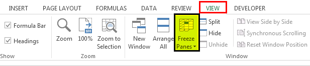 Go to View > Freeze Panes