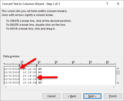 Using Fixed Width Method step 6