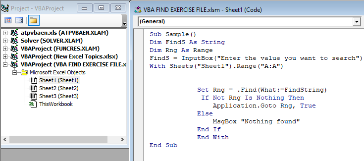 VBA Find Example 1-5