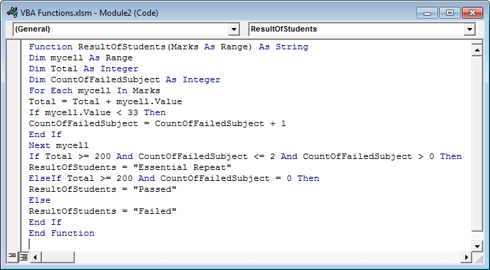 VBA Function Example 1-8