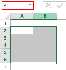 Active cell address range