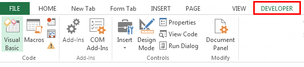 Developer Tab