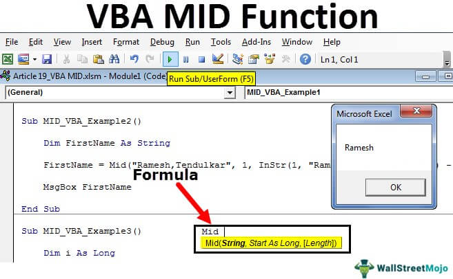 Excel VBA MID Function