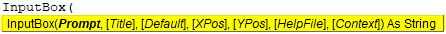 InputBox Syntax