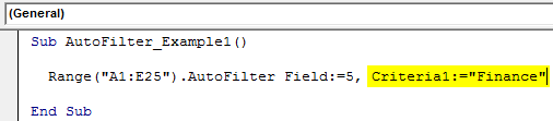 VBA Autofilter Example 1-6