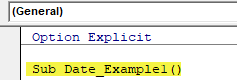 VBA Date Function Example 1