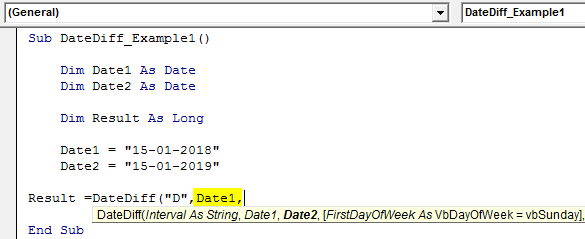 VBA DateDiff Example 1-6