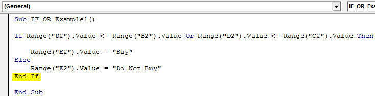 VBA IF OR Example 1-8