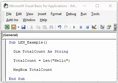 VBA LEN Example