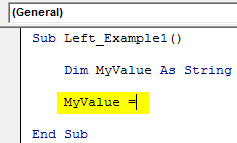 VBA Left Function Example 1-1