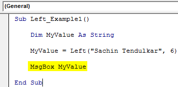 VBA Left Function Example 1-5