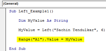 VBA Left Function Example 1-8