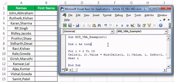 visual basic application mid MID Example 3-1