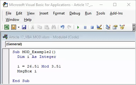 VBA MOD Example 2-2