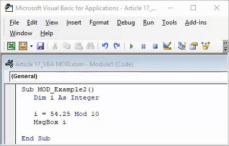 VBA MOD Example 3-2