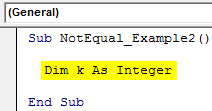 VBA Not Equal Example 2-1