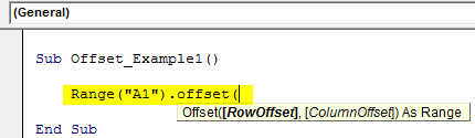 VBA OFFSET Example 1-1