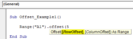 VBA OFFSET Example 1-2