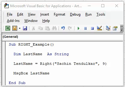 VBA Right Example