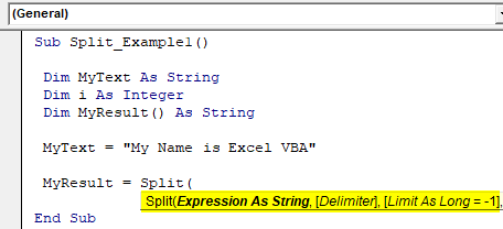 VBA Split Example 1-4