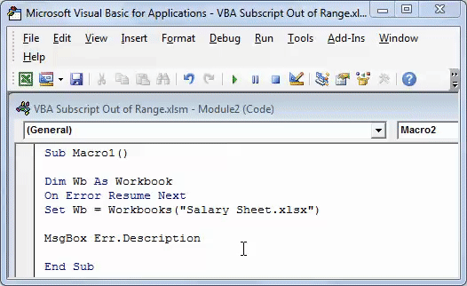Subcript Out of Range Example 3-1