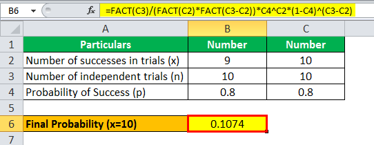calculate binomial distribution example 3.5