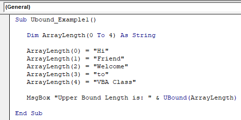 vba UBound Example 1-2